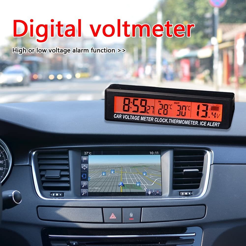 3 In1 Car Digital LCD Clock Time+Temperature+Voltage Digital Dashboard Clock