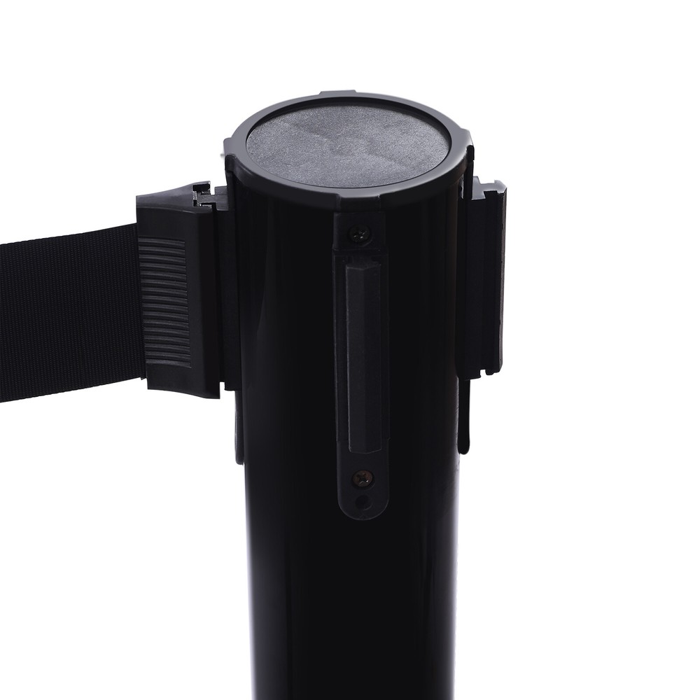 4Pcs Crowd Control Barrier Queue Poles Black Retractable Belt Stanchion Posts