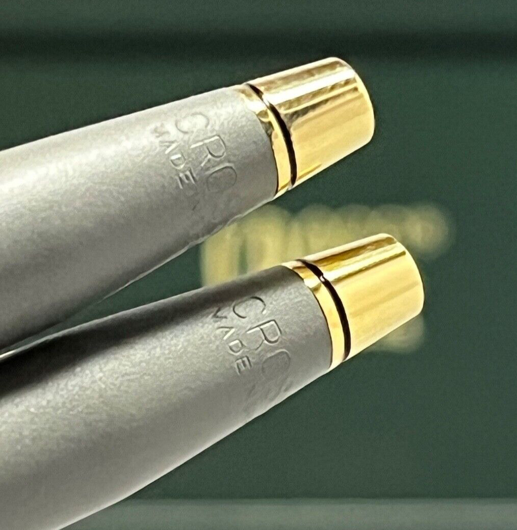 RARE Cross Matte Gray & 23K Gold Trim Pen & 0.5mm Pencil, Box, Manual