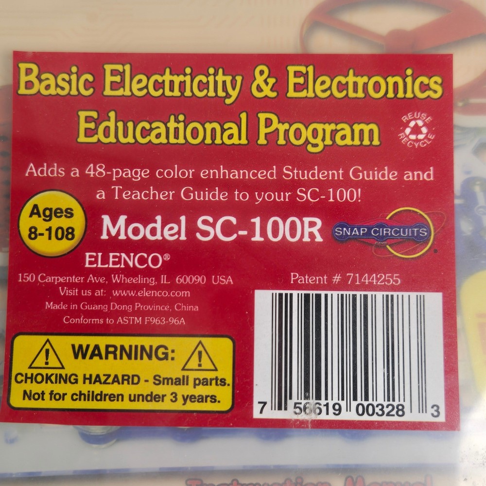Elenco Snap Circuit SC100R Basic Electricity Electronics Educational Program Kit