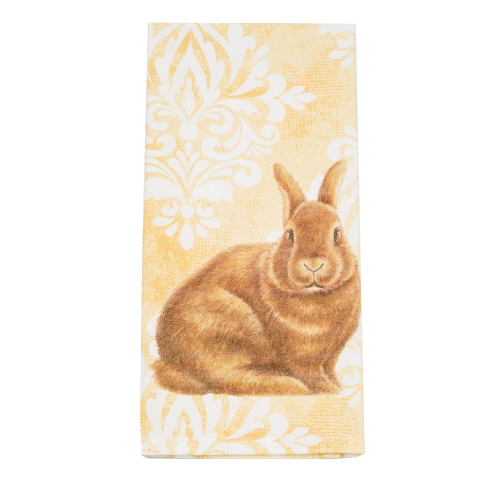 Damask Yellow Bunny Cotton Kitchen Towel