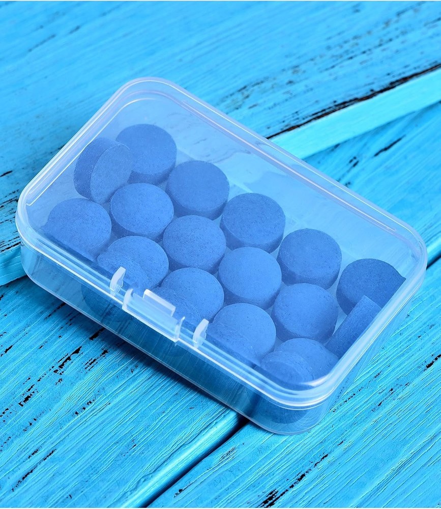20 Blue Billiard Cue Tips - Leather Replacement Kit with Storage Box