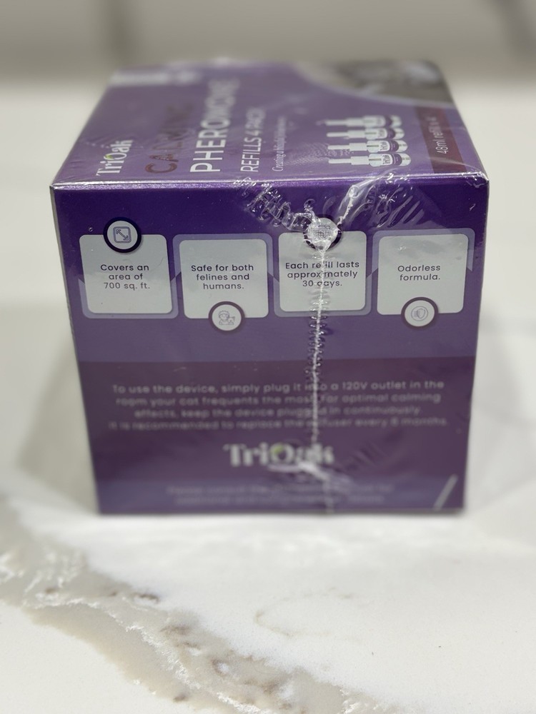Tri-Oak Cat Calming Pheromone 4 Diffuser Refills SEALED