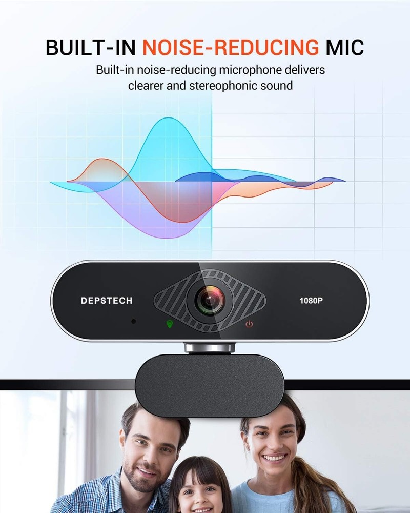 🔥DEPSTECH Webcam with Microphone 1080P HD Webcam with Auto Light Correction🔥