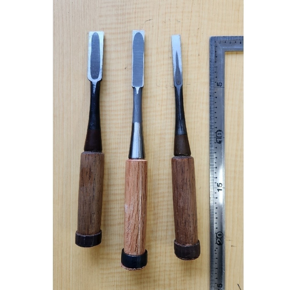 Carpenter Chisels 3pc Set Vintage Woodworking Tools Handcrafted Solid