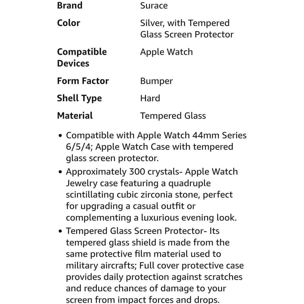 Surace Compatible with Apple Watch Case 44mm Screen Protector Series 6/5/4/SE3