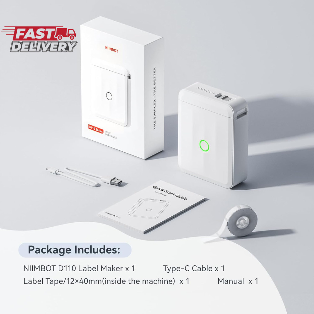 NIIMBOT D110 Upgraded Version Mini Label Maker Machine with Tape, Portable Bluet