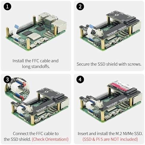 PCIe to M.2 NVMe SSD HAT Board for Raspberry Pi 5