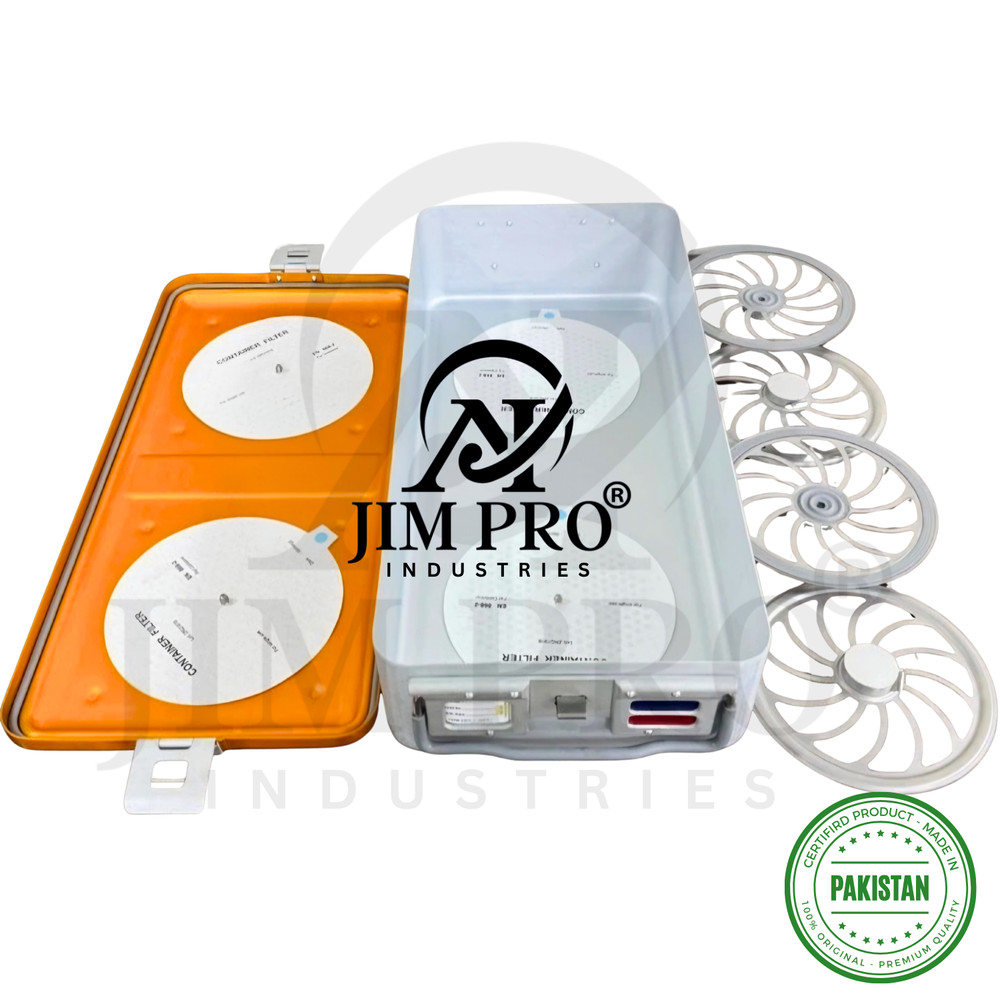 Aluminium Sterilization Container, Bottom & Lid Perforated with 4 filter holders