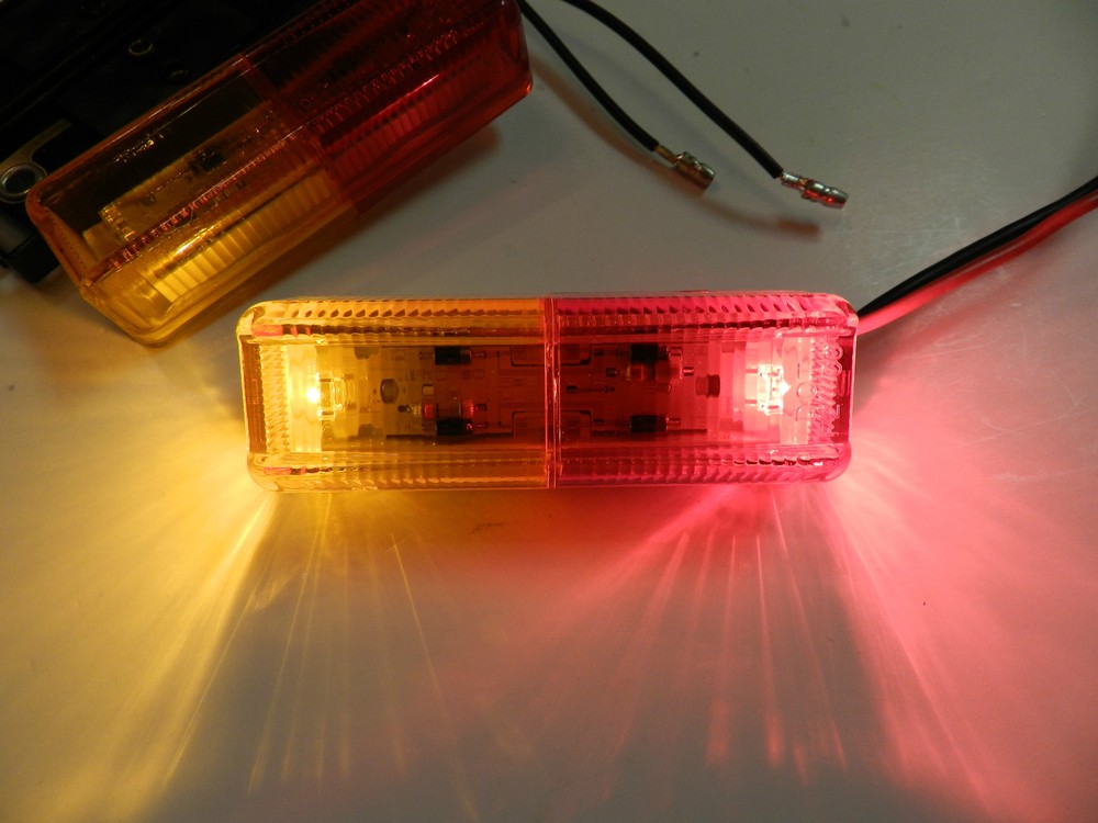 (2) LED Lights 1x4 Surface mount Amber & RED Clearance Marker trailer Optronics