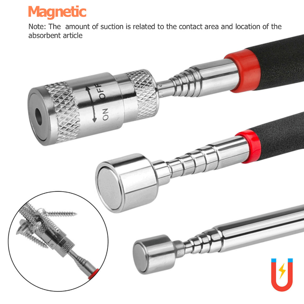3 PCS Magnet Pickup Tool Telescoping Sticks Include 8 lb LED Light Magnet Stick