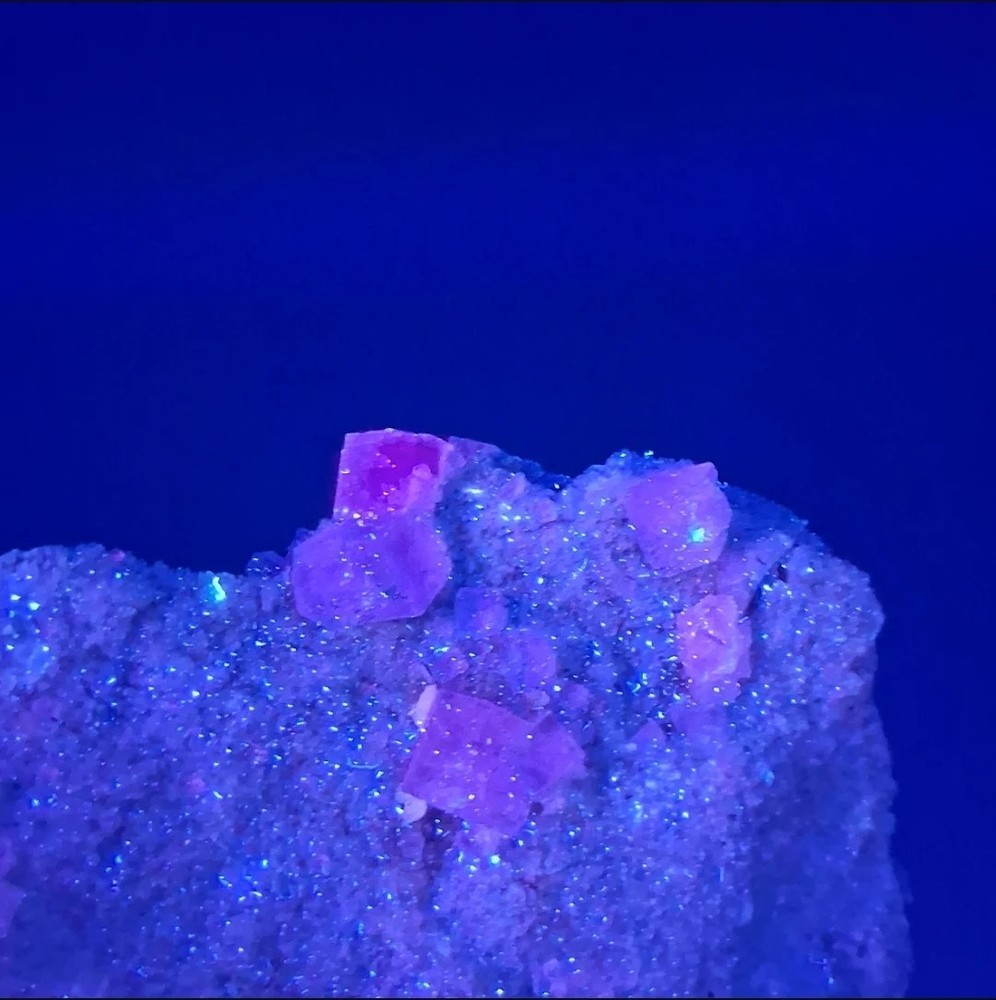 Fluorite on matrix from Berbes, UV Reactive