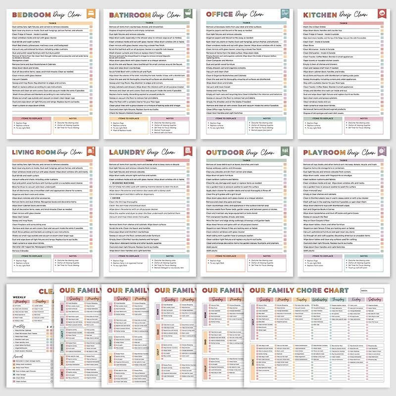 ADHD Cleaning Planner Bundle Family Chore Chart Daily Task Organizer Home Guide
