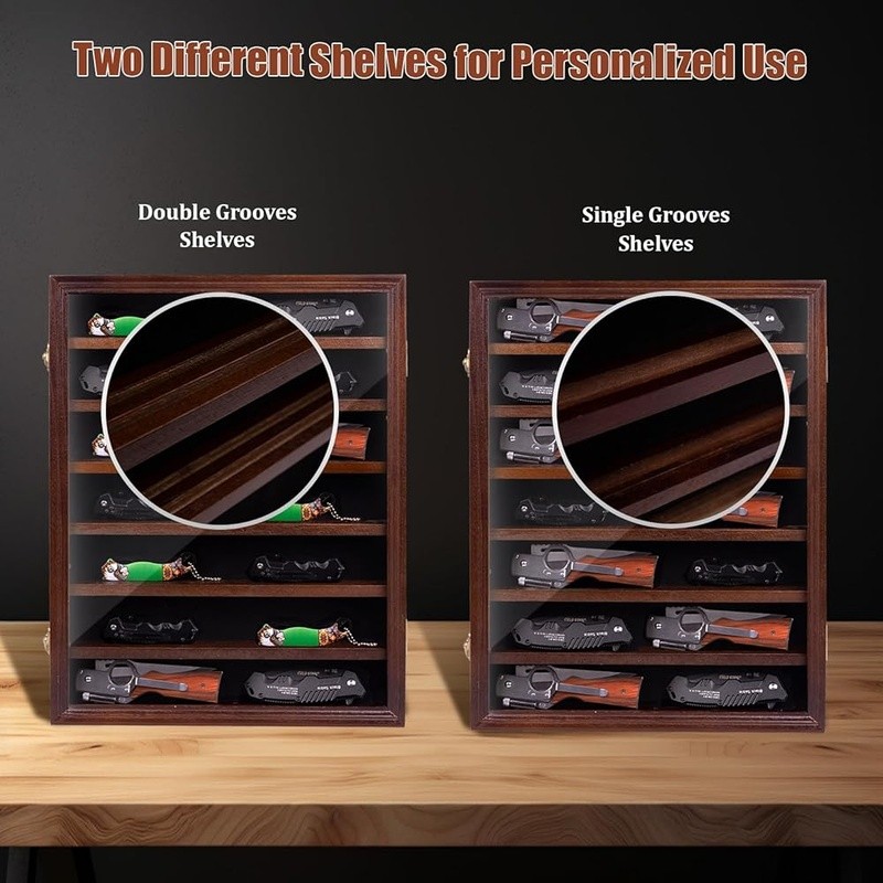 7 Layers Knife Display Case Locking Cabinet with 6 Removable Double Shelves