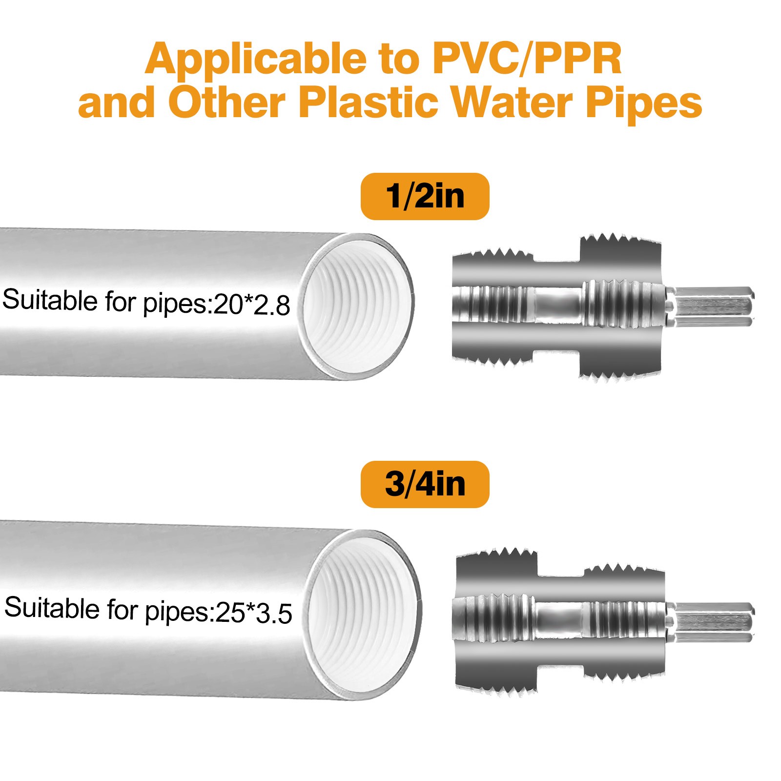 3pcs Integrated Internal & External Pipe Threading Tool PVC Pipe Threader Kit