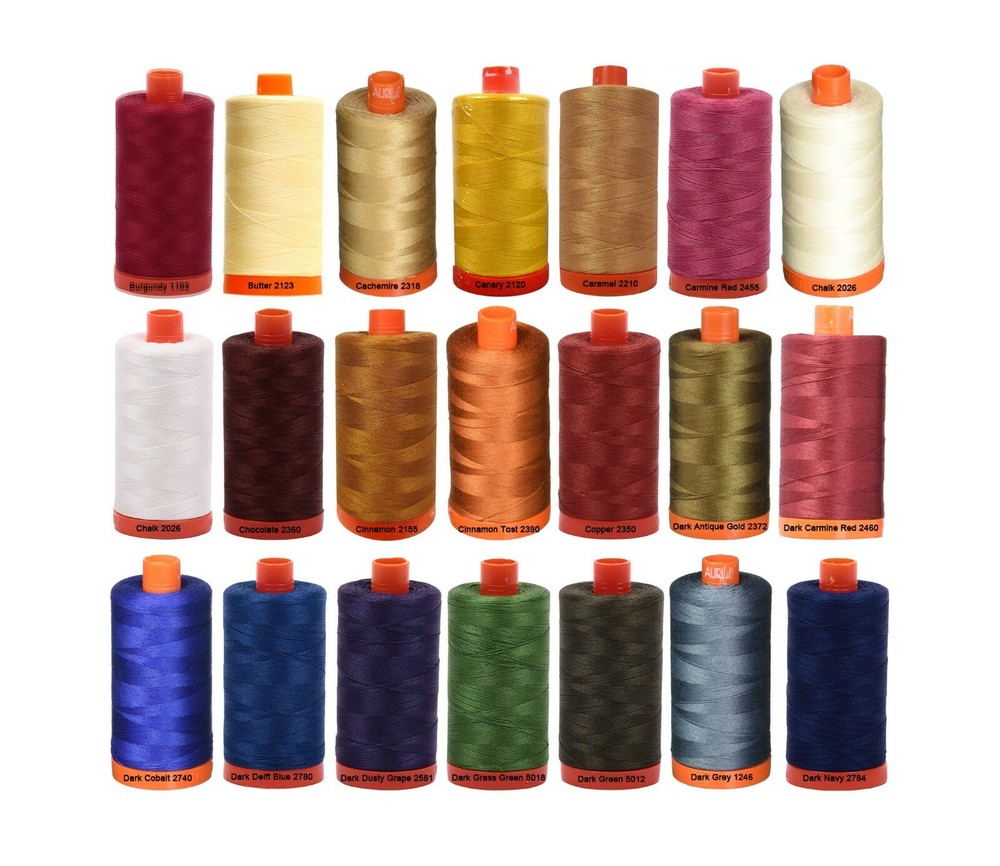 Aurifil 50WT Solid - Mako Cotton Thread - 1422 Yards Each Spoon