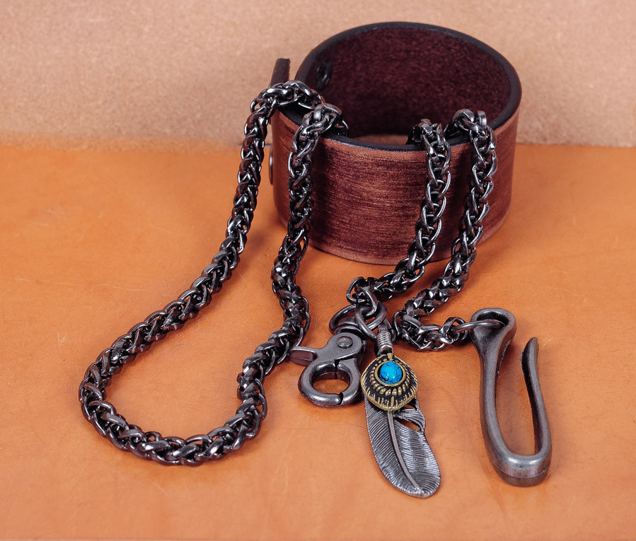 30" Basic Strong Twisted Feather Biker Trucker Keychain Key Jean Wallet Chain