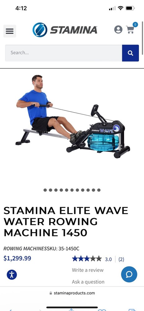 Stamina Elite Wave Water Rowing Machine - 351450