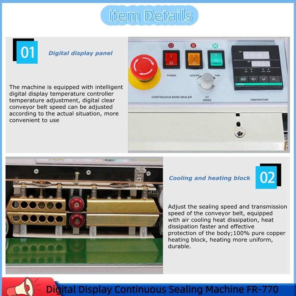 Digital Display Continuous Sealing Machine Film Sealer Packing Packaging