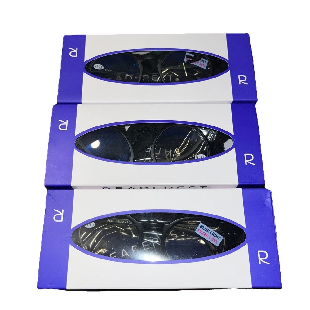 Readerest Reading Glasses blue light blocking 1.75 magnification new 3 pack