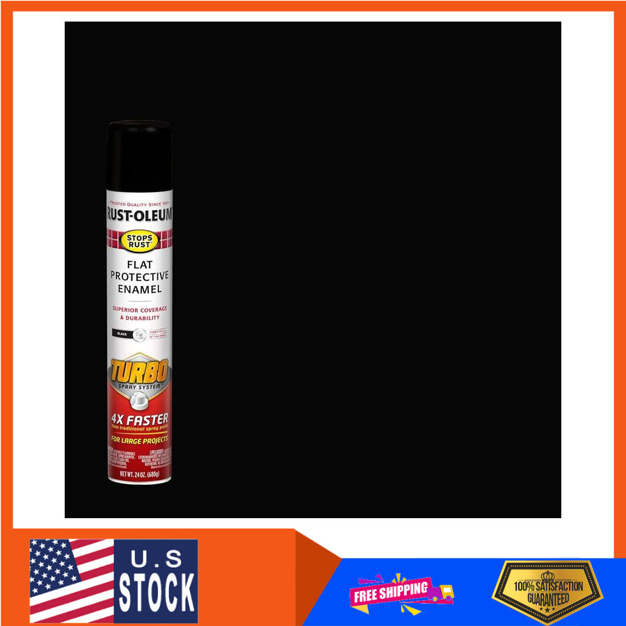 Rust-Oleum Stops Rust Turbo Spray Paint Flat Black 24 oz 6 Pack