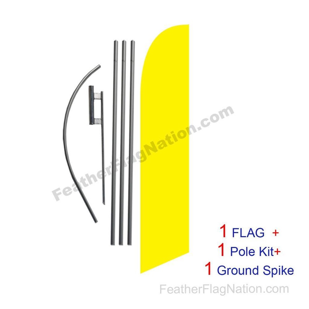 Solid Yellow 15ft Feather Banner Swooper Flag Kit with pole+spike