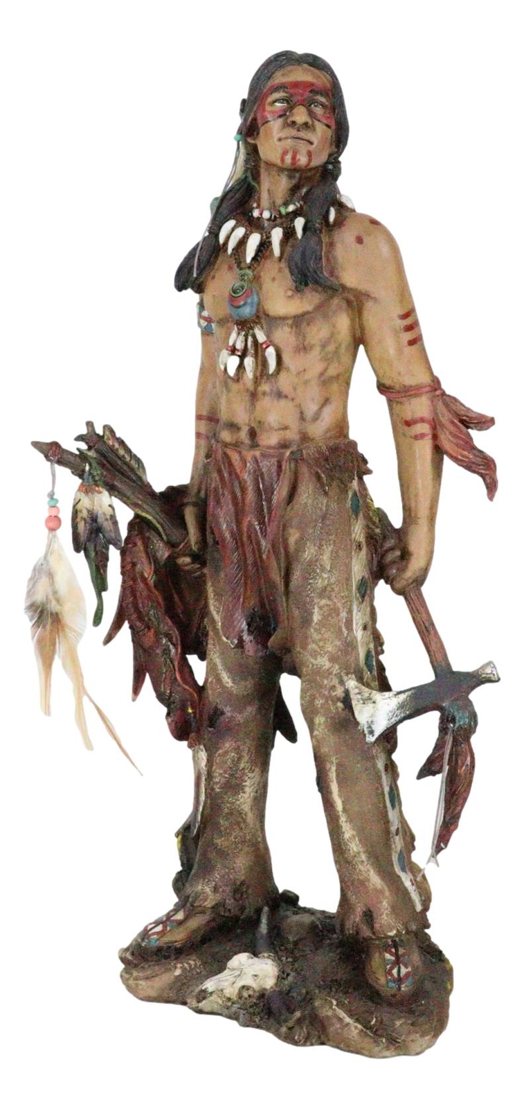 Native American Indian Eagle Warrior Tribal Hero With Axe And Shield Figurine