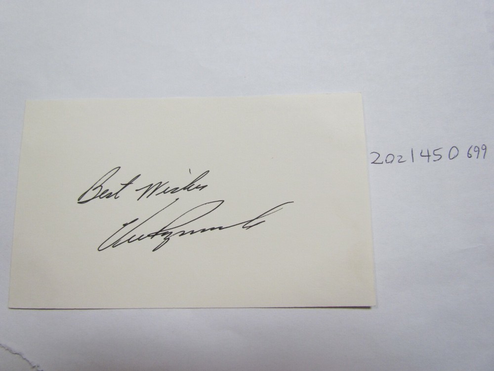 Vic Roznovsky Index Card  JSA AUCTION CERTIFIED