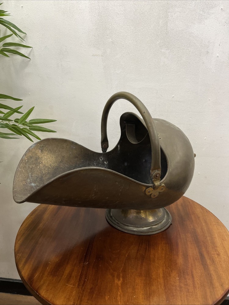 Victorian Brass Helmet Coal Scuttle