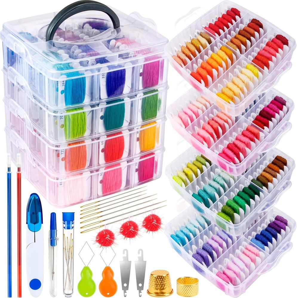 262-Piece Embroidery Thread Kit with 200 Colors - Complete Crafting Solution