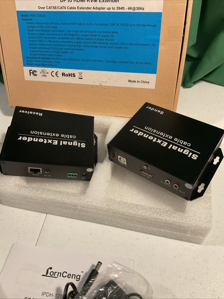 4K HDMI KVM Extender Over Cat5e/Cat6 Cable Extender Adapter up to 394ft Untested