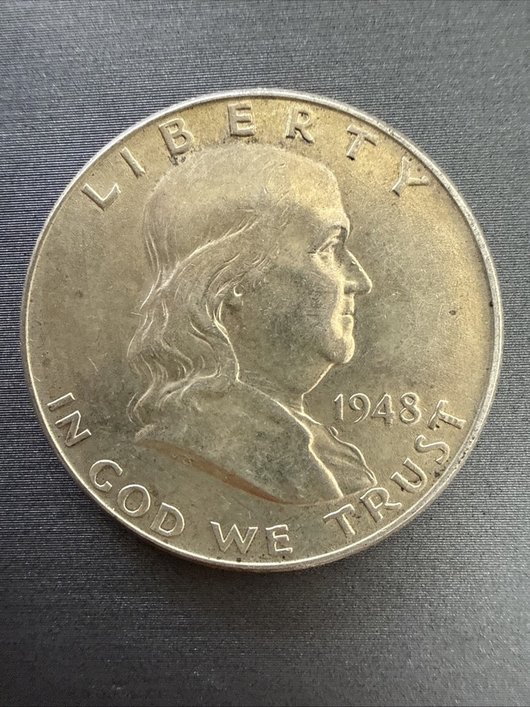 1948 Ben Franklin US Half Dollar, 90% Silver, Circulated