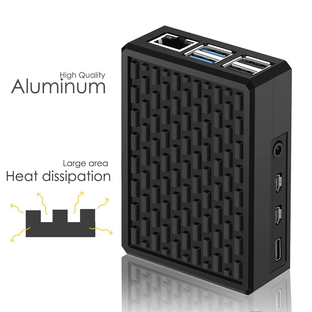 Aluminium Raspberry Pi 4 Case - Passive Heatsink Cooler for Pi 4 Model B 8GB/...
