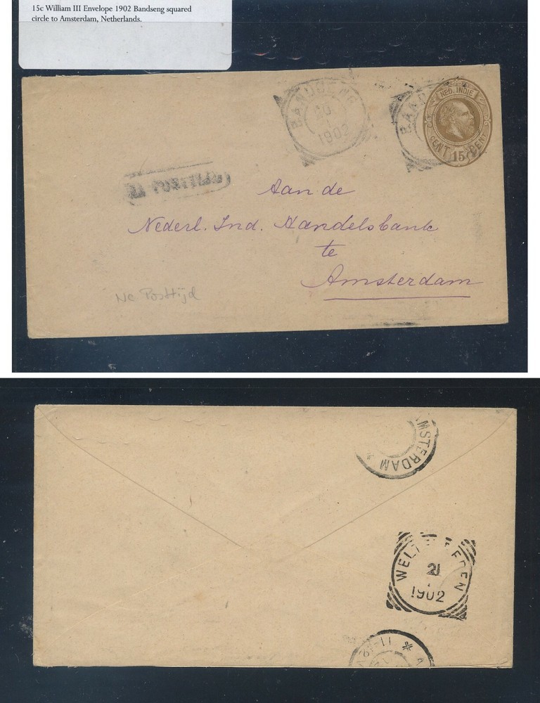 Netherlands  Indies  postal envelope to  Netherlands  1902 nice cancel
