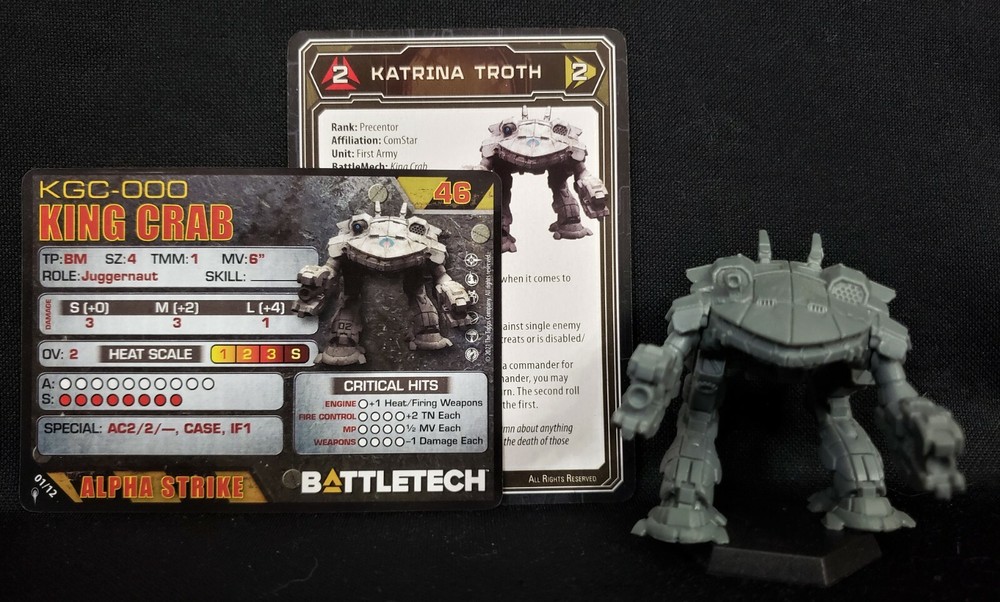Battletech King Crab Mech + Pilot Cards Alpha Strike Comstar Command II Catalyst