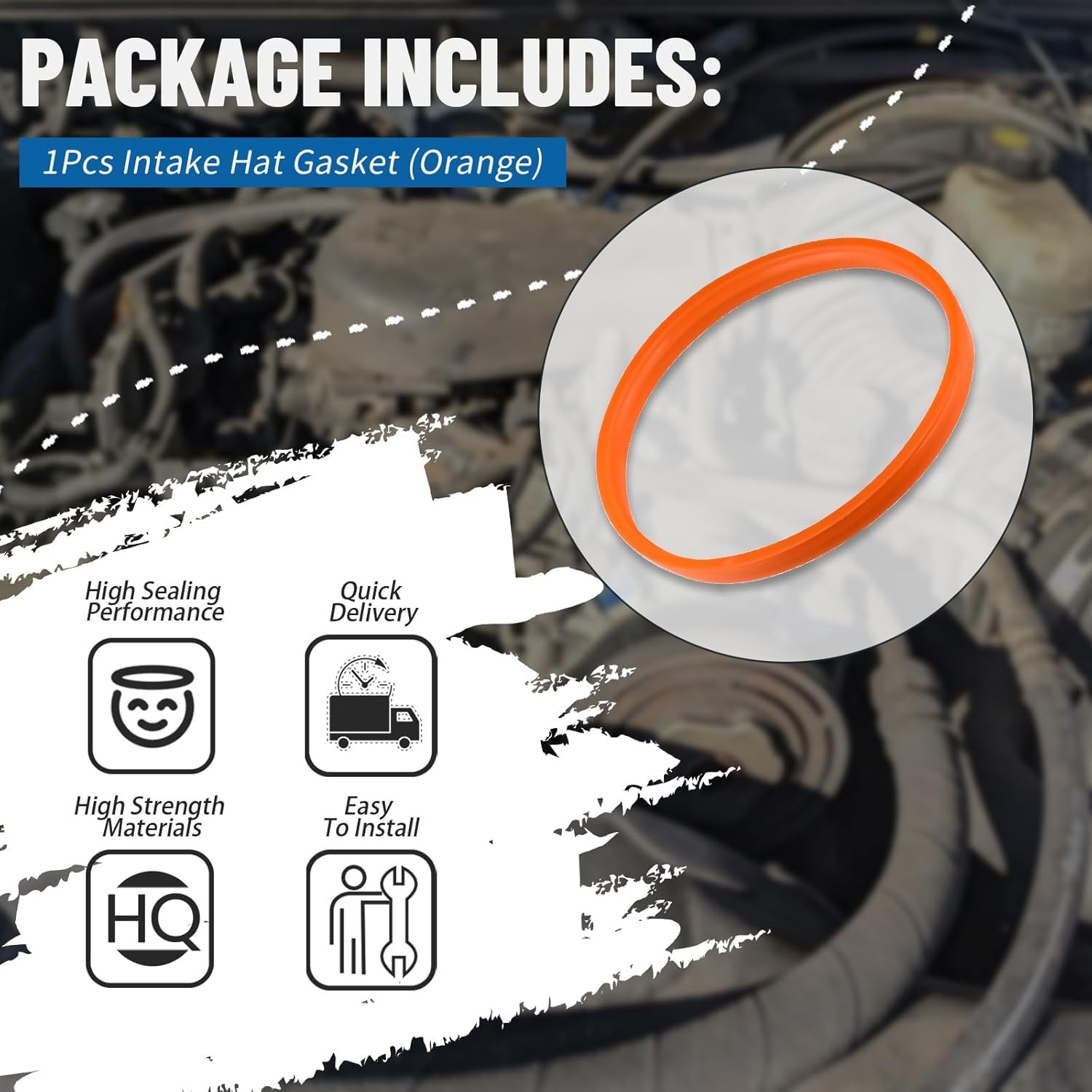 Intake Hat Gasket (Orange)Fits GM 5.7,5.0,&4.3,305 Engine S-10/S-15 4.3 15998532