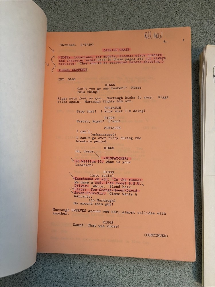 1989 LETHAL WEAPON 2 Movie Script + Production Notes Screenplay Shane Black