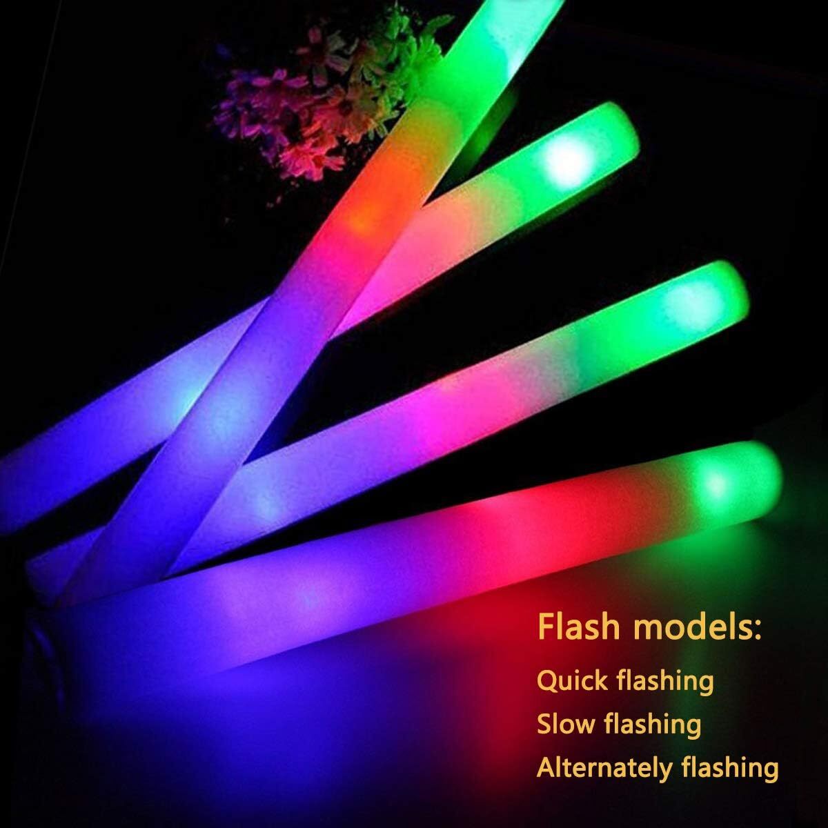 LED Light Up Foam Sticks 100-500PCS Baton Wands Rally Party Rave Tube Glow Wands