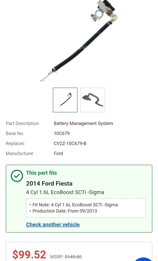 Genuine Ford Negative Cable CV2Z10C679C