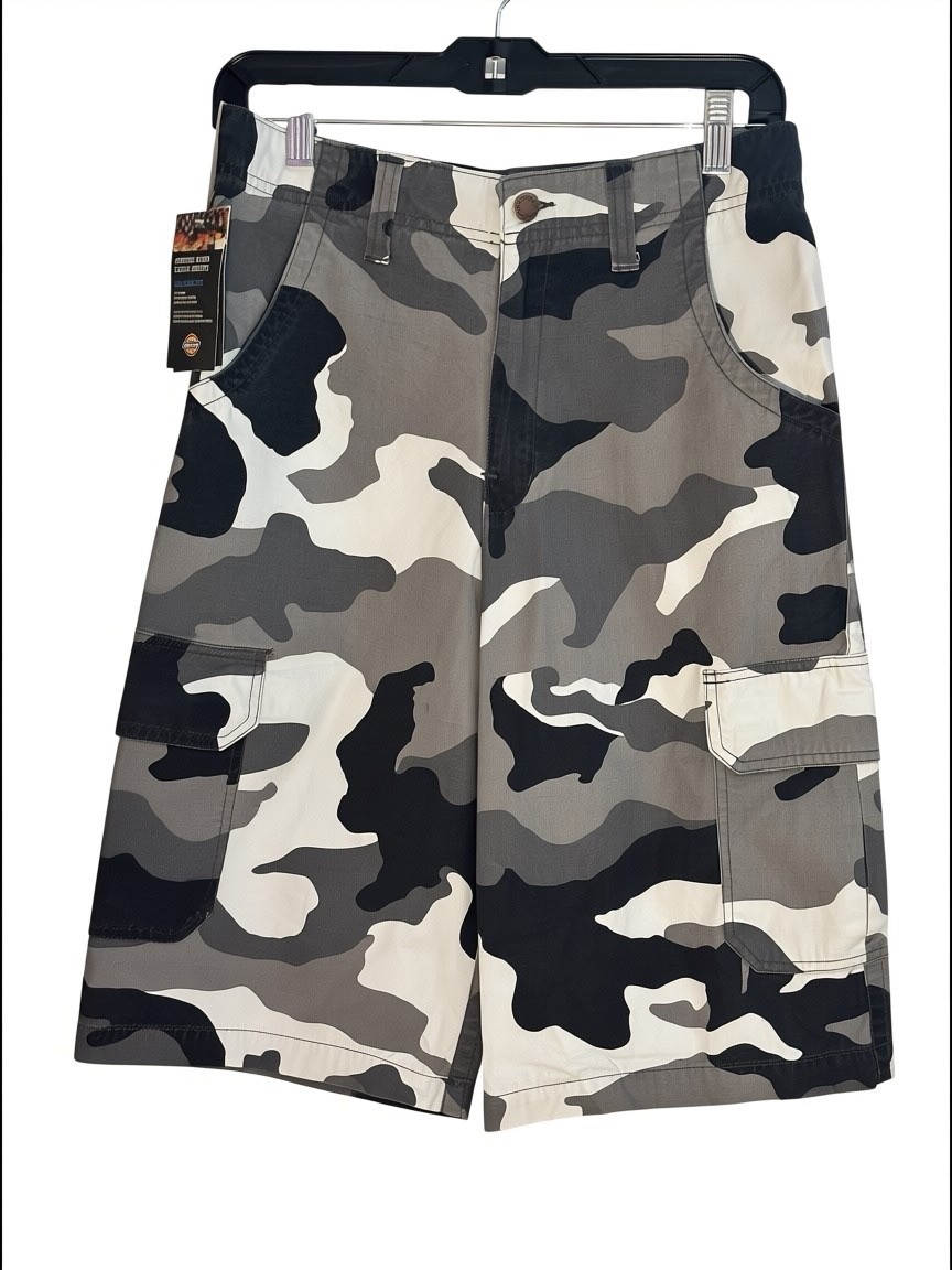 dickies mens black, white camo ripstop premium cargo work shorts 30 32 or 36 new
