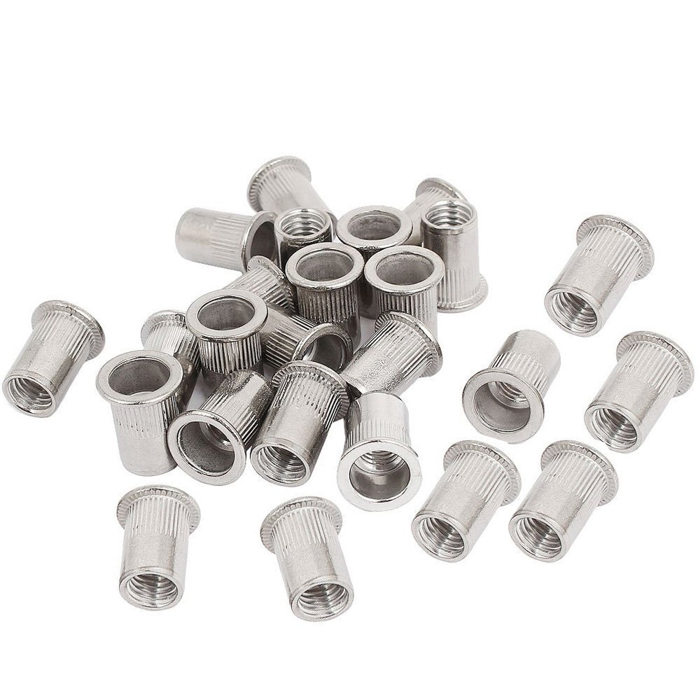 150Pcs Aluminium Flat Head Rivet Nuts Threaded Insert Nut Nutsert Rivnuts