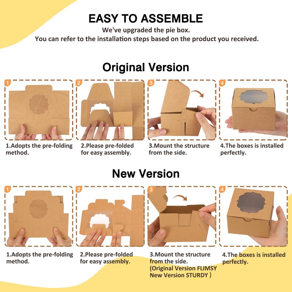 100pcs 4x4x2.5 Small Cookie Boxes, Mini Dessert Boxes with Window for Cupcake...