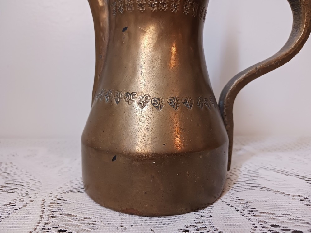 Antique Brass Dallah Arabic Middle Eastern Coffee Tea Pot Marked Both Sides