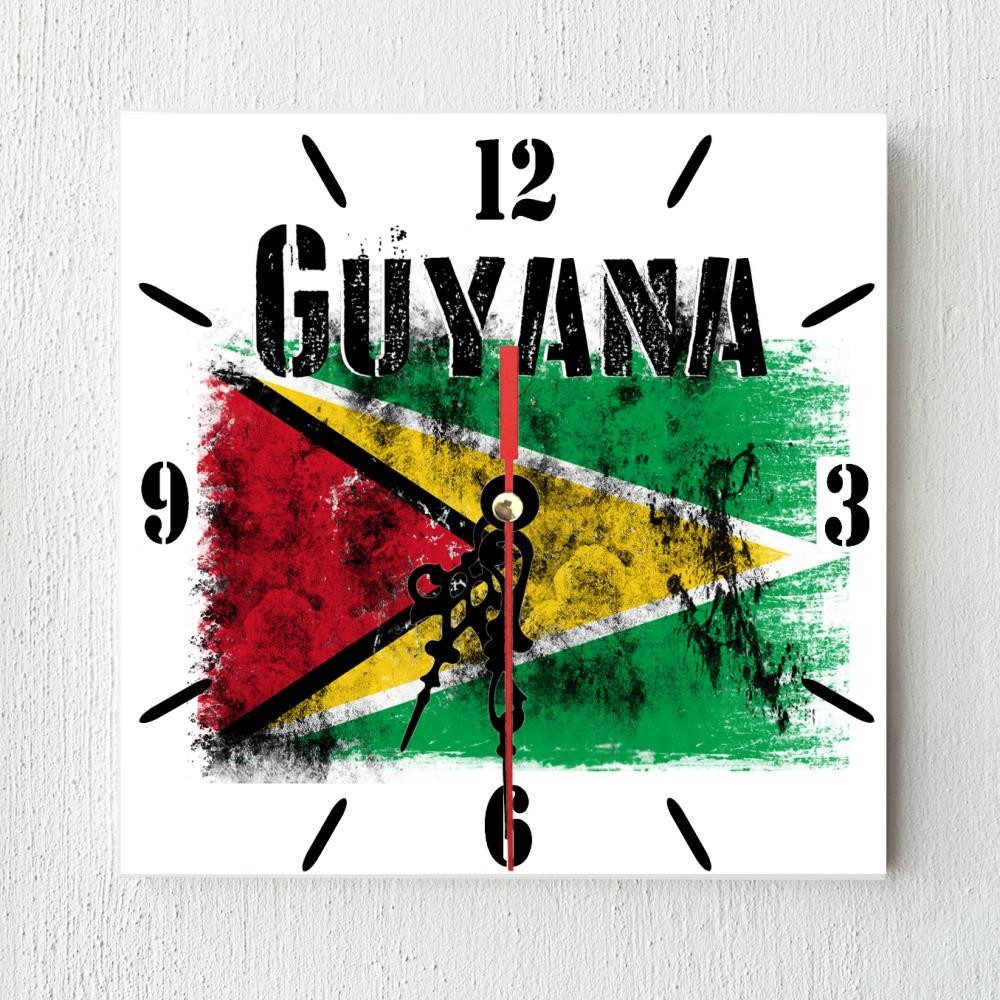 Guyana Flag Wall clock patriots CERAMIC Tile Watch Support Décor