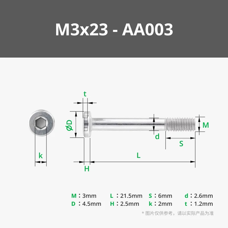 10pcs bambulab 3D printed M3x23mm cylindrical head machine thread screws AA003