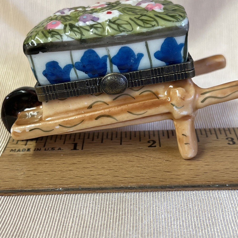 Flower Wheelbarrow Hinged Trinket Keepsake Box