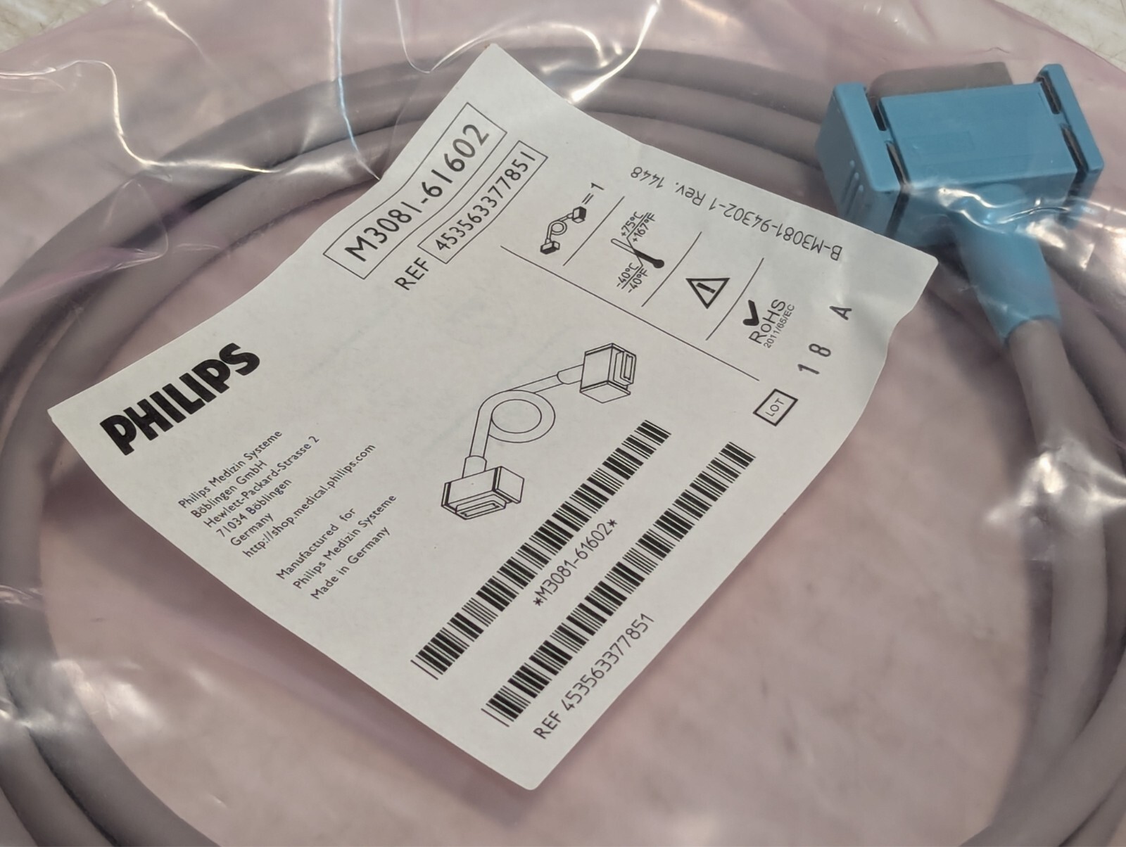 Philips M3081-61602 MSL Link INTELLIVUE Monitor Cable OEM NEW UNOPENED-Free Ship