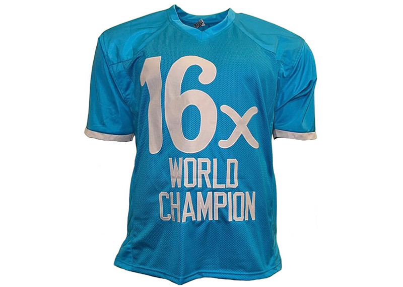 Ric Flair Signed Custom Blue Stats Jersey JSA