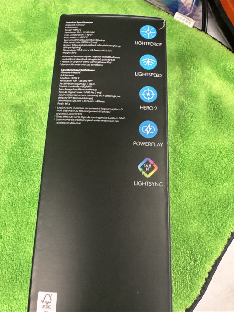 New Logitech Pro 2 Lightspeed Black Wireless Gaming Mouse 910-007246 For PC