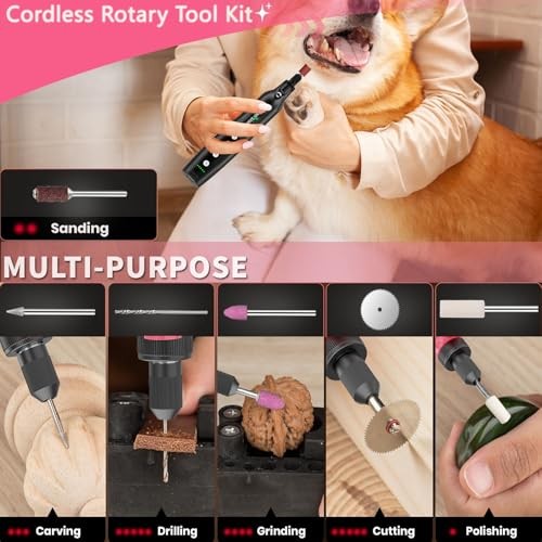 mini cordless rotary tool kit,with LED Light and 52PCS Accessories,Type-C